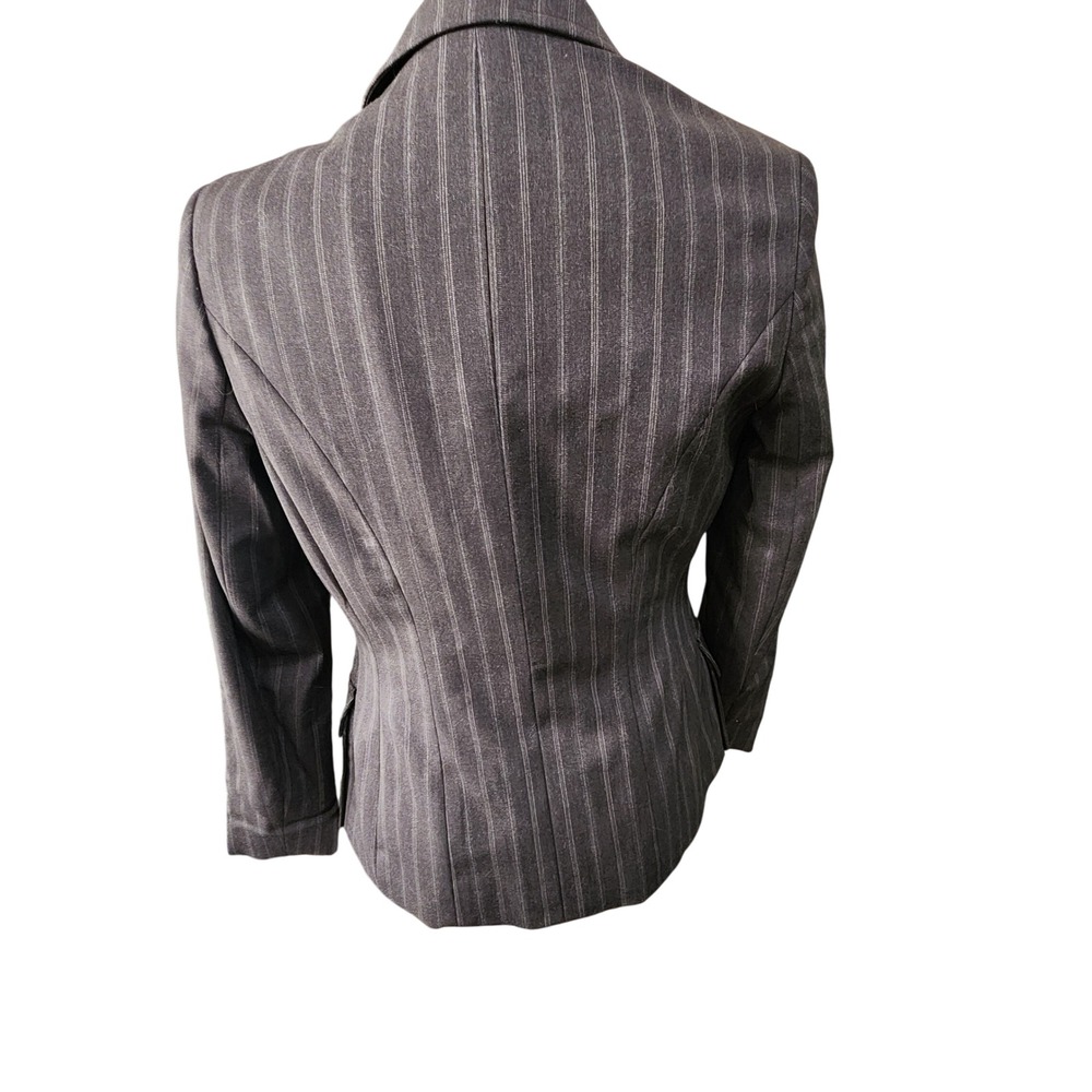 NWT Vintage Carlisle Charcoal pinstripe wool‎ blend 3 button blazer Size 6 - Picture 3 of 10